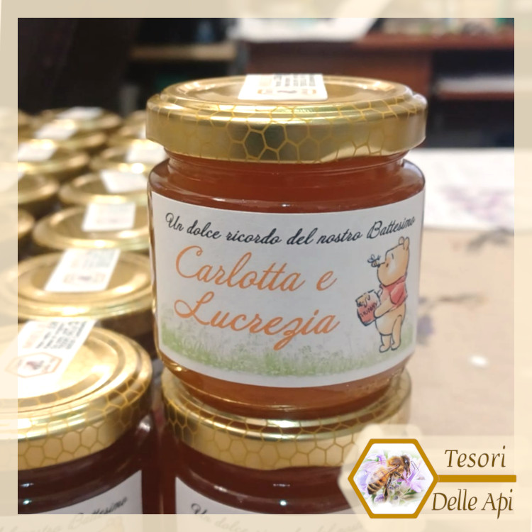 Modello 1 Vaso 125g Miele Millefiori con etichetta personalizzata