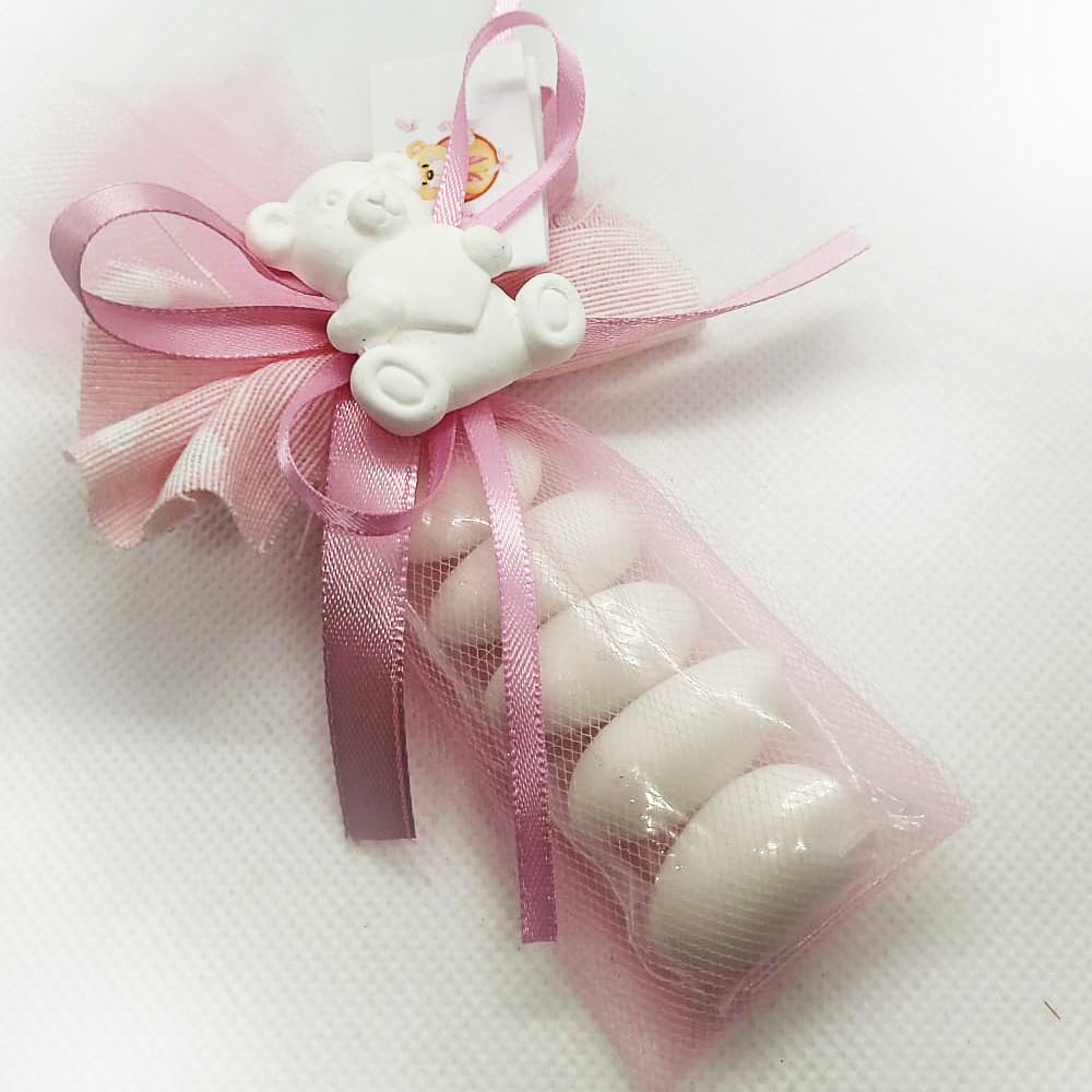 Segnaposto confetti battesimo bimba orsetto gesso Segnaposto confetti battesimo bimba orsetto gesso