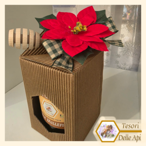 Confezione Natalizia con Vaso 1000g 1kg Miele Spargimiele Stella di Natale