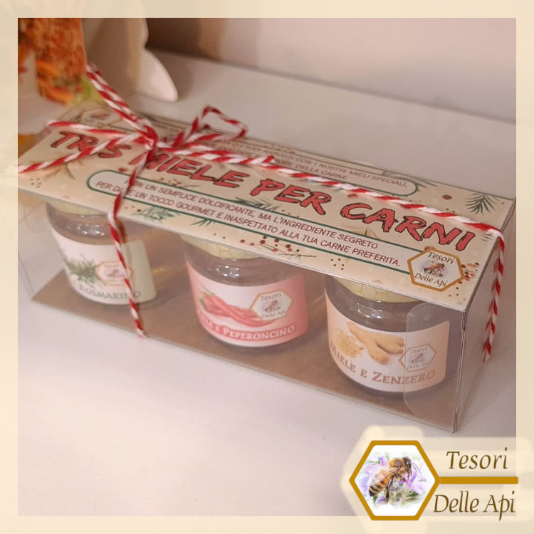 Tris miele per carni 50g x 3 - Confezione Natalizia Tris miele per carni 50g x 3 - Confezione Natalizia