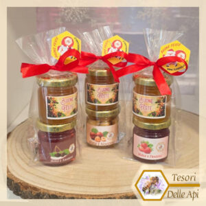 Bis Miele 50g Millefiori e Miele Frutta Spezie - Fiocco e confezione TESORI DELLE API