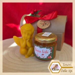 Cofanetto Miele Millefiori Angelo in cera api Confezione Natalizia TESORI DELLE API