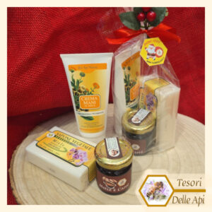 Miele Frutta Spezie 50g Crema Mani Sapone vegetale al miele assortito Confezione Natalizia TESORI DELLE API