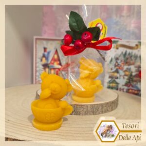 Confezione Natalizia: Orsetto su Tazza in Cera d'Api