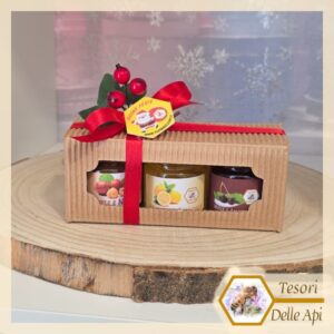 Tris Miele Frutta Spezie 50g a scelta - Confezione Natalizia